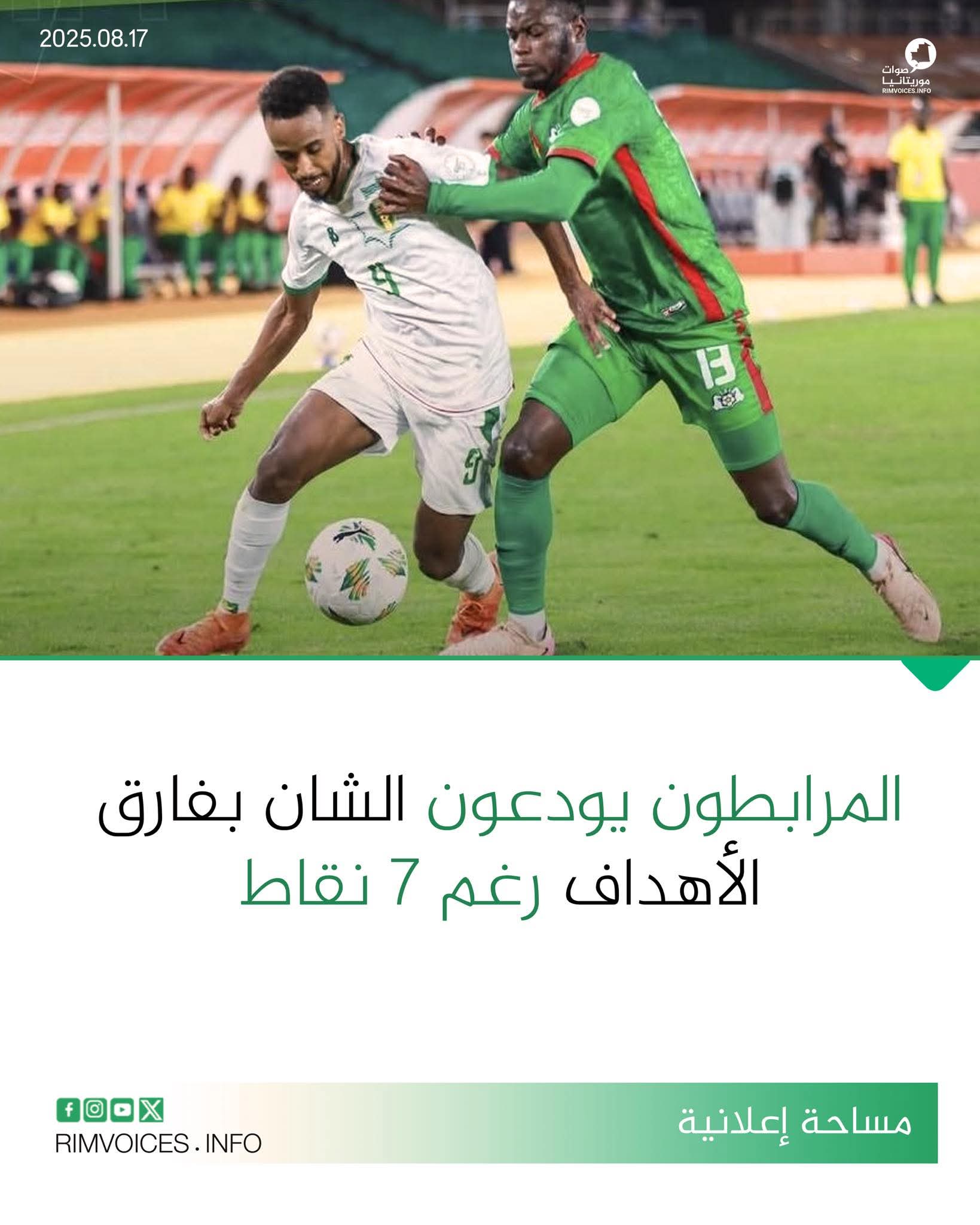 المرابطون يغادرون الشأن الافريقي بفارق الأهداف رغم حصولهم على 7 نقاط